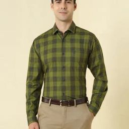 Allen Solly Green Slim Fit Checks Shirt-image-85