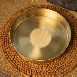 Ambi Ambi 100% Pure Kansa Thali With High Edge / Pooja Plate - 8 Inches (450gm)-picture-40