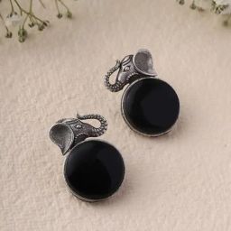 Priyaasi Black and Elephant shape Stud Earrings-38