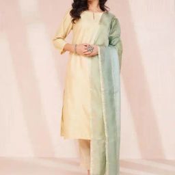 Fabindia Green Silk Embroidered Dupatta-image-83
