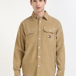 Tommy Hilfiger Relic Tan Cotton Relaxed Fit Shirt-image-38