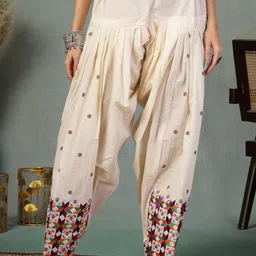 Clora Creation Women Embroidered Phulkari Loose Fit Cotton Salwar-image-41