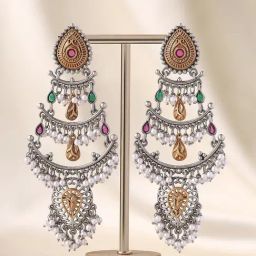 Priyaasi A Long-Styled Symphony of Oxidized Dangler Earrings-1