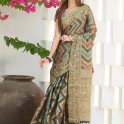 BEATITUDE Multicolor Organza Saree-picture-12
