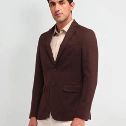 Arrow Brown Polyester Tailored Fit Jacket-image-68