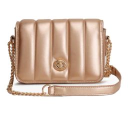 Kazo Metallic Gold Quilted Small Cross Body Bag-image-48