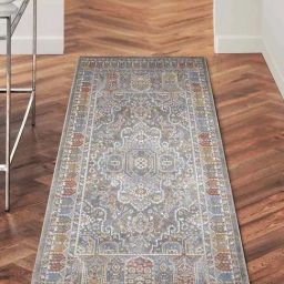 Obsessions Rust & Grey Polyester Rustic Neo Classical Bedside Runner-15