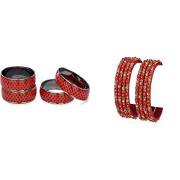 SOMIL Set Of 12 Red Alloy Bangles-picture-39