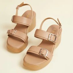 Ginger by Lifestyle Women's Tan Back Strap Wedges-image-48