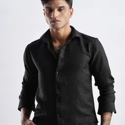 NEVER NEUD Men Milange Linen Look Regular Slim Fit Casual Shirt-image-60