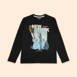 Pantaloons Junior Black Cotton Printed Full Sleeves T-Shirt-picture-12