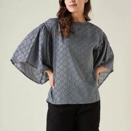 The Kaftan Company Blue Floral Print Top With Shorts-picture-10