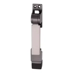 Atom 15.24 cm (6 inch) White Metal Black Silver Finish Black Kickdown Door Stopper, DS-004-BS-11