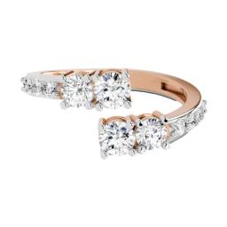 Sparkles Rose Gold Lab Grown 12 Diamond 14KT 0.96ct Open Ring For Women-image-70
