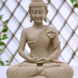 @home Beige Resin Meditating Buddha Showpiece-image-15