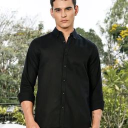 Thomas Scott Black Slim Fit Solid Shirt-image-56