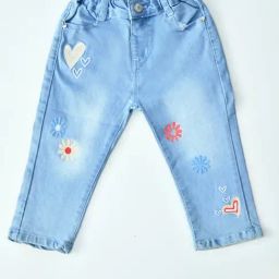 Bella Moda Girls Blue Denim Embroidered Comfort Fit Jeans-image-40