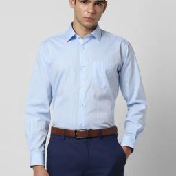 Van Heusen Blue Cotton Regular Fit Checks Shirt-image-31