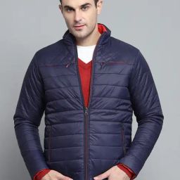 Monte Carlo Navy Blue Regular Fit Quilted Reversible Jacket-image-49