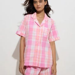 Wunderlove by Westside Pink Checkered Cotton Shirt with Shorts Set-24