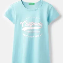 United Colors of Benetton Girls Blue Cotton Printed T-Shirt-picture-43