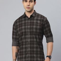 Majestic Man Poly Cotton Smart Slim Fit Checked Casual Shirt-image-29