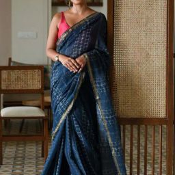 Suta Blue Printed Saree-picture-24