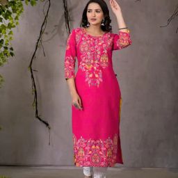 Juniper Pink Embroidered Straight Kurta-image-38