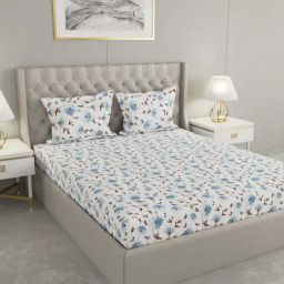 Raymond Home Vision Blue & Brown 144 TC Cotton King Bedsheet with 2 Pillow Covers-image-72