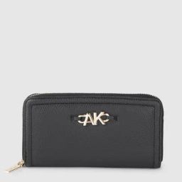 Anne Klein Black Solid Zip Around Wallet for Women-26