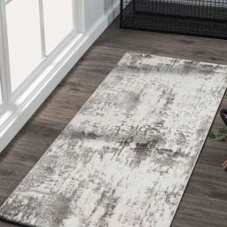 Obsessions Cream & White Polyester Abstract Bedside Runner-24
