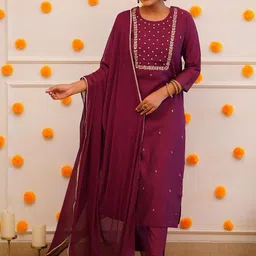 Siya Fashion Women Floral Embroidered Regular Kurta with Trousers & With Dupatta-23