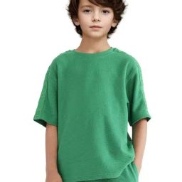 Rare Ones Boys Green Cotton Solid T-Shirt-image-72