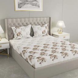 Raymond Home Vision Brown 144 TC Cotton King Bedsheet with 2 Pillow Covers-image-85