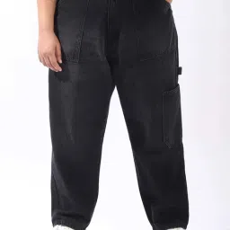 High Star Black Cotton Mom Fit Jeans-image-67