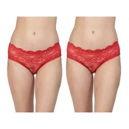 Erotissch Pack Of 2 Red Lace Bikini-image-4