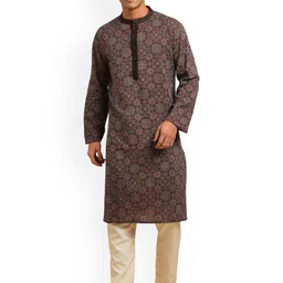 Arch element Men Geometric Printed Flared Sleeves Thread Work Kurta-picture-20