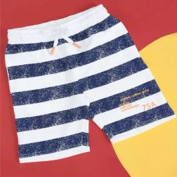 Pantaloons Junior Kids White & Blue Cotton Striped Shorts-image-94