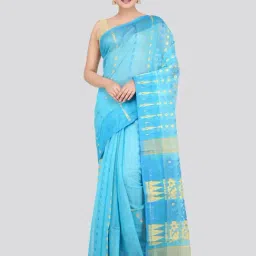 Pinkloom Blue Cotton Woven Saree-image-70