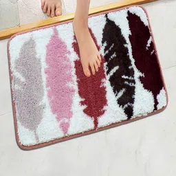 HOKIPO Pink & White Patterned Microfibre 2800 GSM Bath Rugs-8