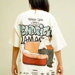 BURGER BAE Unisex Printed Drop-Shoulder Sleeves Bio Finish T-shirt-image-77