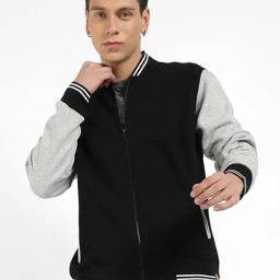 Campus Sutra Black & Grey Regular Fit Bomber Jacket-33
