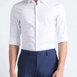 Calvin Klein Jeans White Cotton Slim Fit Printed Shirt-image-1