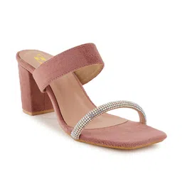 ZENVO Embellished Open Toe Block Heels image 2