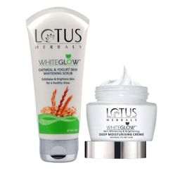 Lotus Herbals Set Of 2 White Glow Deep Moisturising Cream With Oatmeal Scrub-13