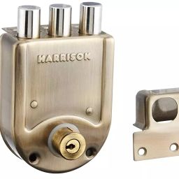 Harrison H-0608 SS Shield Tri Bolt Twin C Main Door Surface Mount Rim Lock with  14 Pin 4 Key Silver-38