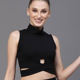 Oomph! High Neck Sleeveless Twisted Crop Top-image-46