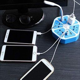 generic HIFY Heavy Duty Hexagon Extension Board and Power Socket with 4 USB Port+4 Power Socket Fast Charging Speed LED Indicator Portable Easy to Carry with 5 to 6 ft Surge Protection 2500W Multi-Faceted Safety Sockets Pink Color image 4