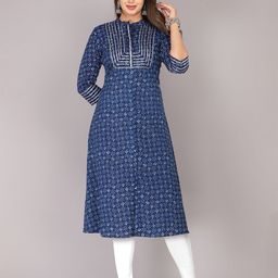 KANNAHI Women Floral Printed Pure Cotton A-Line Kurta-image-39