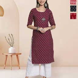 7Threads Women Ethnic Motifs Printed Sequinned Crepe Kurta-picture-6